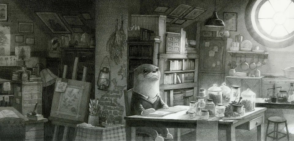 カワウソさんの新しい隣人 · スケッチと制作過程 · 3