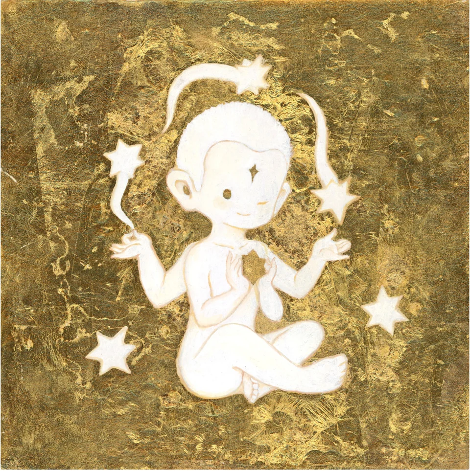 金色背景中的超我角色